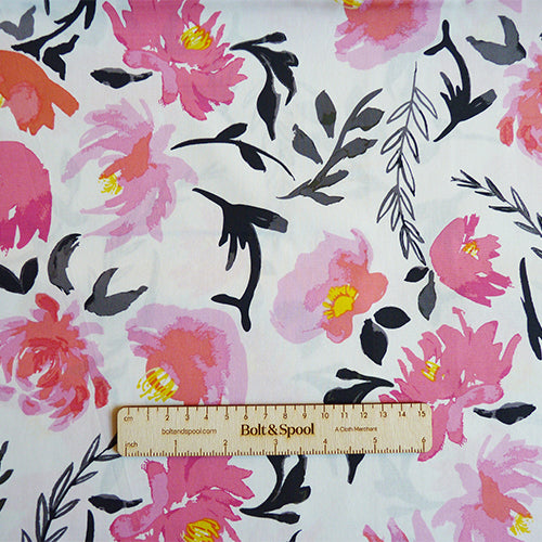 Art Gallery Fabrics : Wonderful Things - Aquarelle Study Tint pink floral quilting cotton