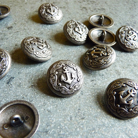 Three Trochas Pin Shank Buttons - Pewter
