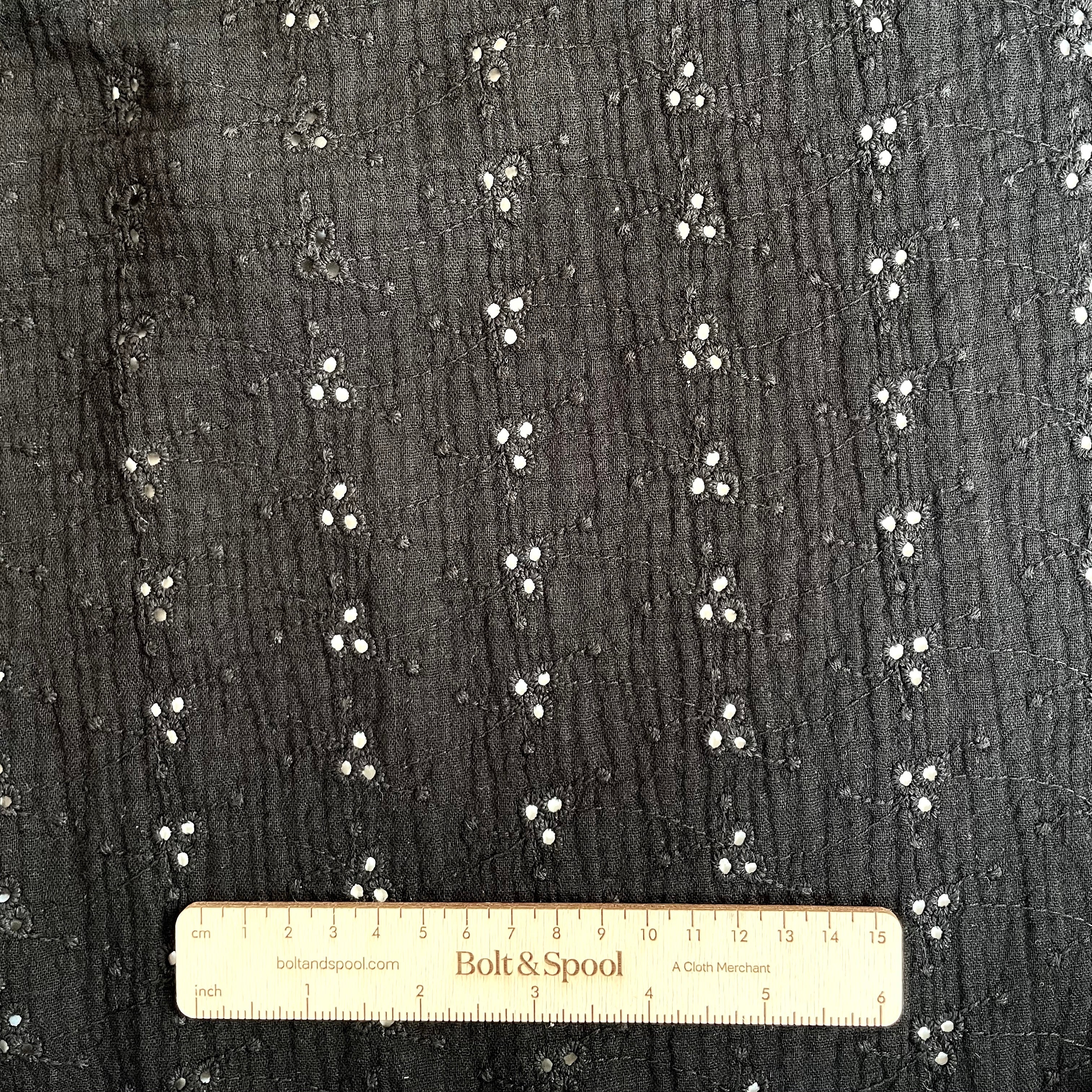Double Gauze Boho Cotton Eyelet - Black