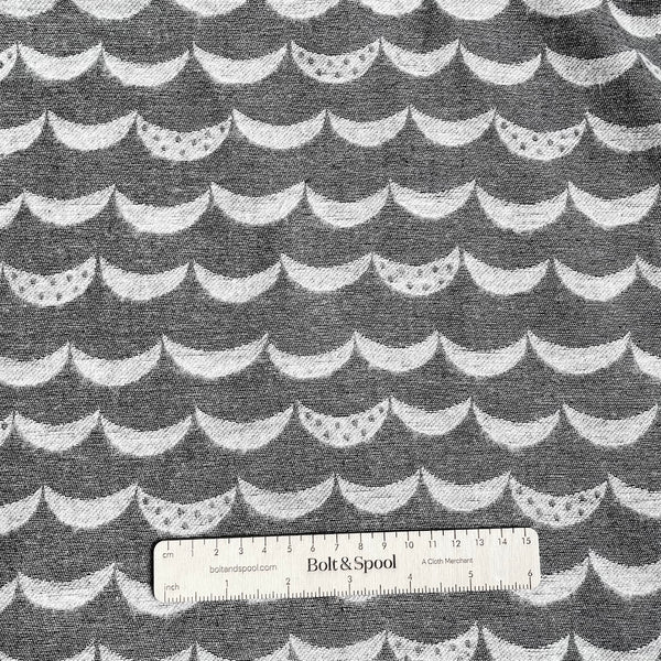 Kokka Brushed Cotton Jacquard - Gray Crescents