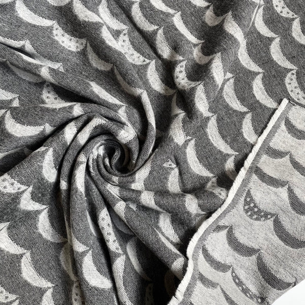Kokka Brushed Cotton Jacquard - Gray Crescents