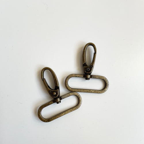 By Annie : Pair of Swivel Hooks - Antique Brass