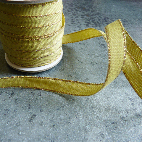 Studio Carta : Drittofilo Cotton Ribbon - Chartreuse / Gold