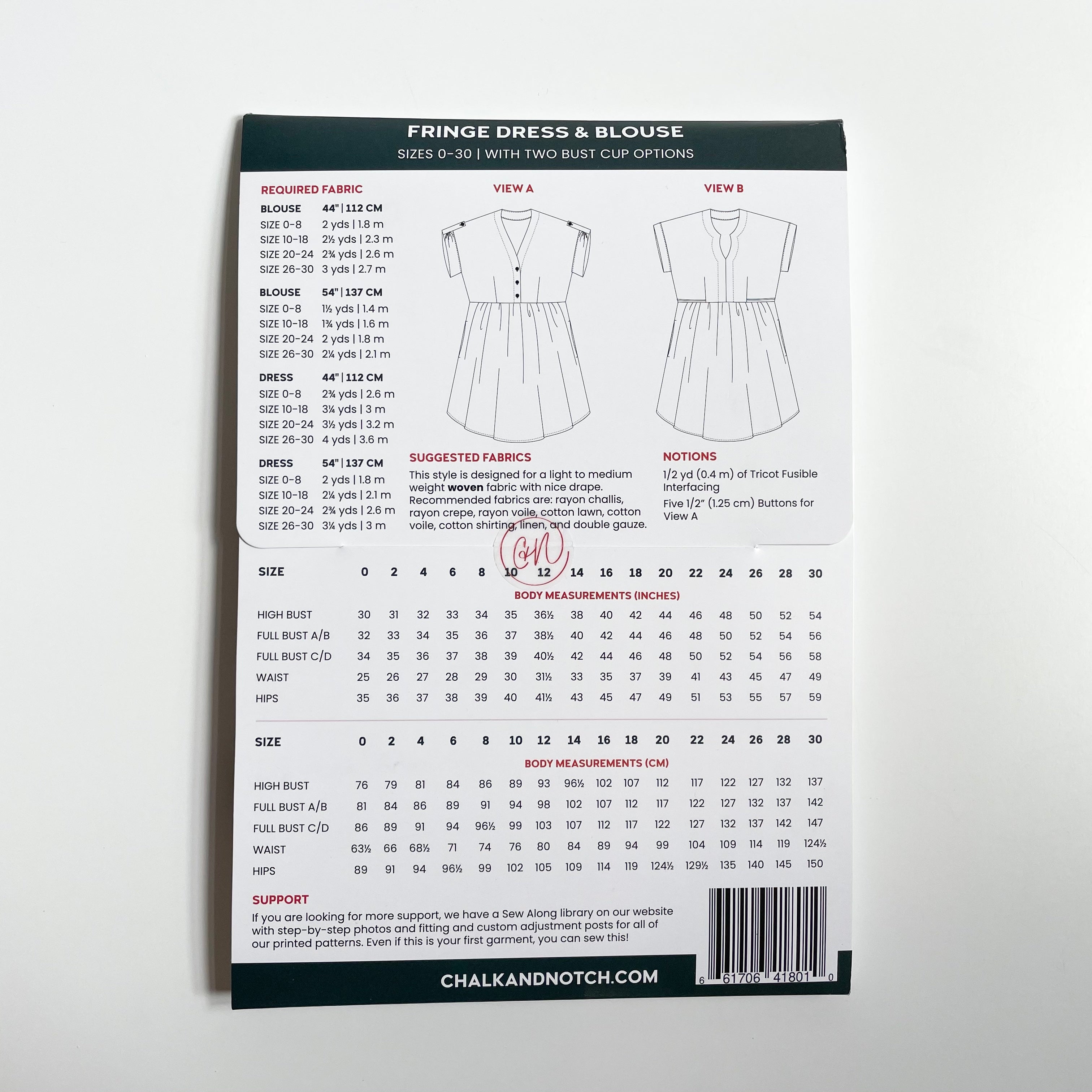 Chalk & Notch Patterns : Fringe Dress & Blouse