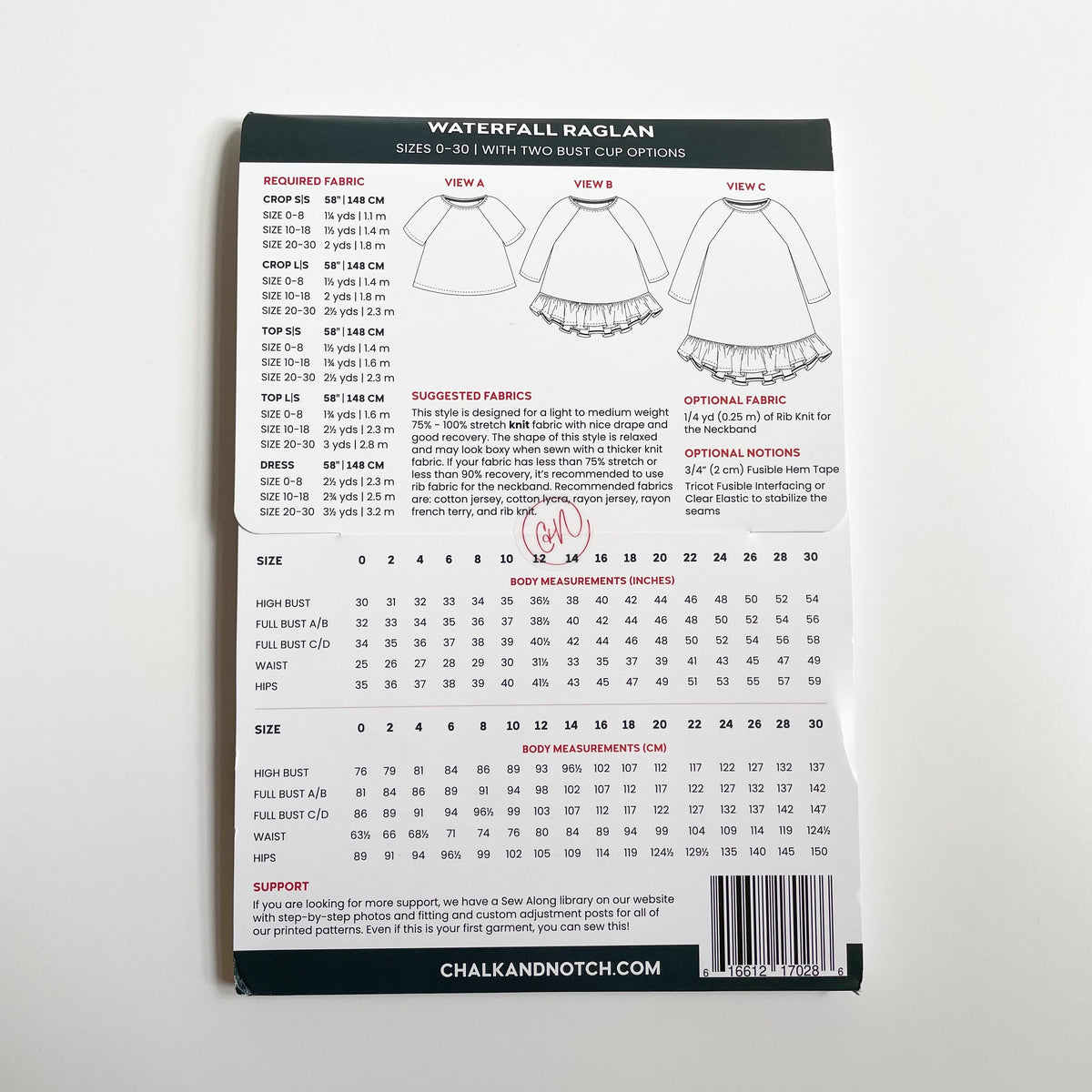 Chalk & Notch Patterns : Waterfall Raglan – Bolt & Spool