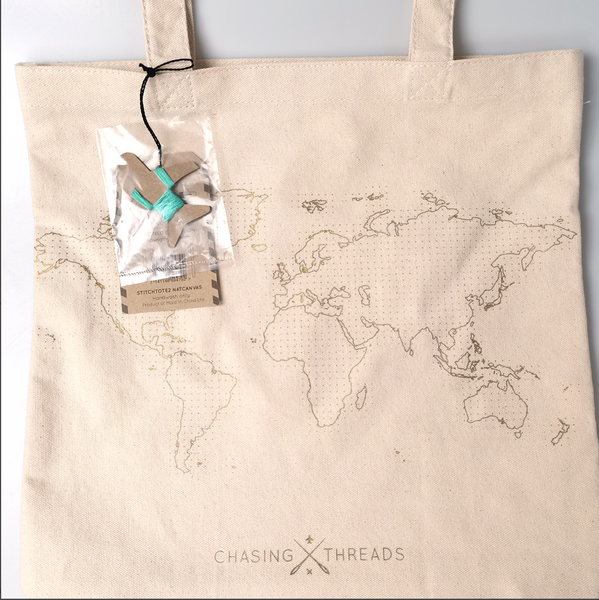 Chasing Threads : Stitch Where You've Been Tote Bag Kit - Natural Cotton