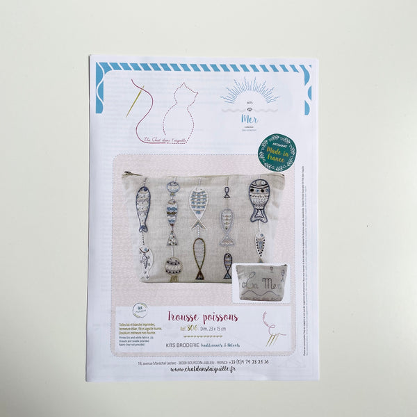 Un Chat Embroidery Kit : The Sea - Fish Pouch