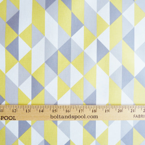 cloud9 organic coated cotton yellow gray diamonds