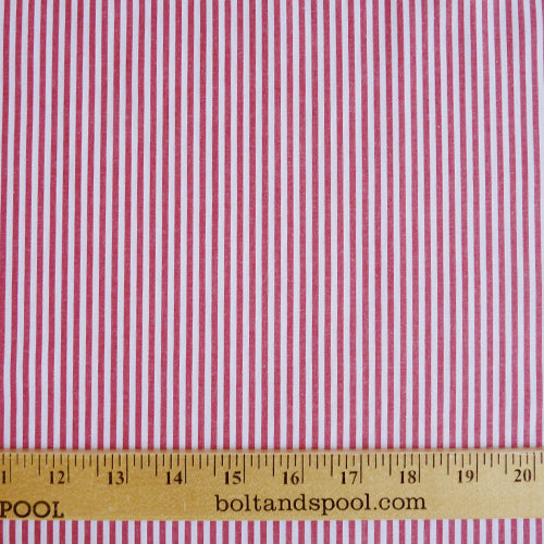 Cotton Stripe Shirting - Berry Red