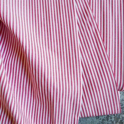 Cotton Stripe Shirting - Berry Red