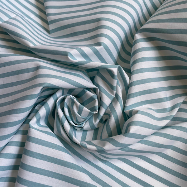 Striped Cotton Shirting - Soft Blue