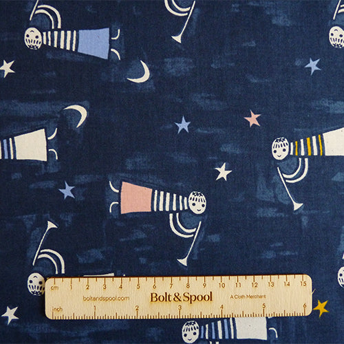 Cotton and Steel : Noel - Angels Singing Navy quilting cotton