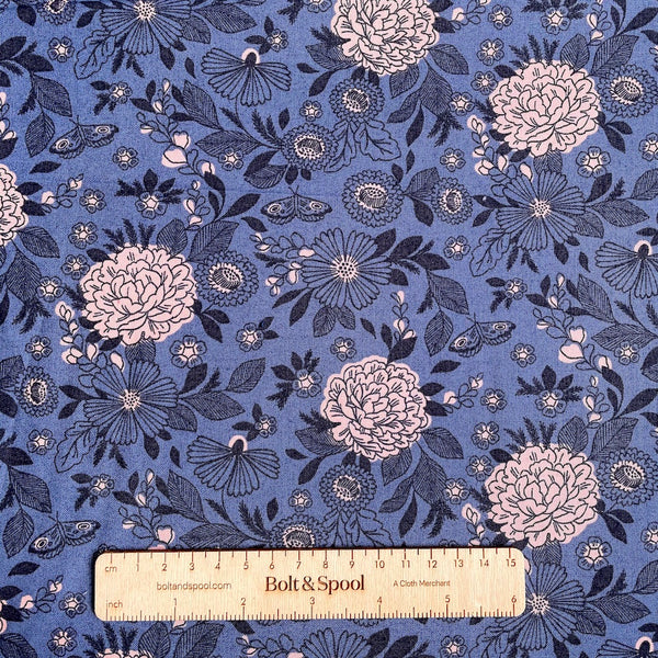 Cotton + Steel : Earth Magic - It's Cool to Be Kind Slate floral quilting cotton
