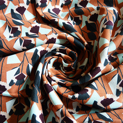 Cotton and Steel : Emilia - Florence Burnt Orange floral Canvas