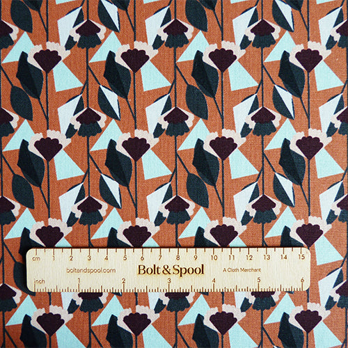 Cotton and Steel : Emilia - Florence Burnt Orange floral Canvas