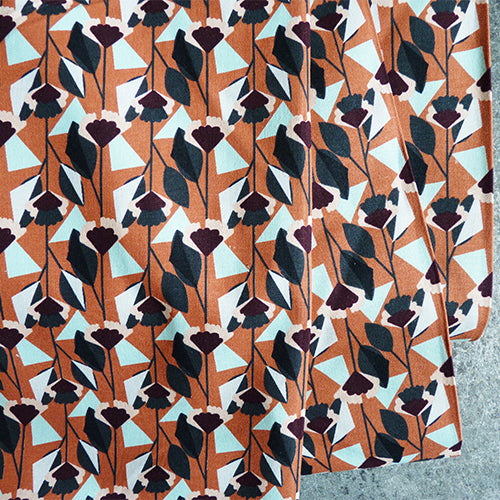 Cotton and Steel : Emilia - Florence Burnt Orange floral Canvas