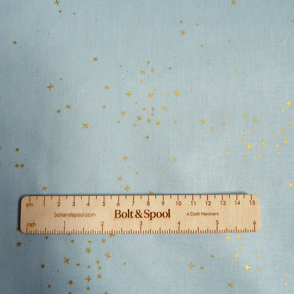 Cotton + Steel : Freckles - Baby Blues Unbleached Metallic quilting cotton