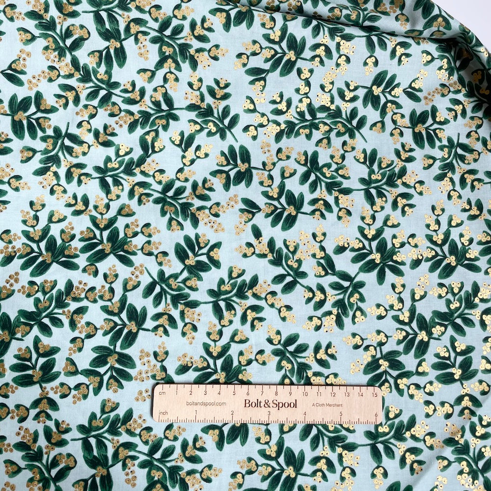 Cotton and Steel : Rifle Paper Co. Holiday Classics - Mistletoe Mint Metallic