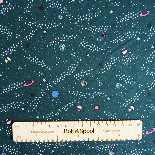 Cotton and Steel : Across the Universe - Rogue Planets - Teal quilting cotton