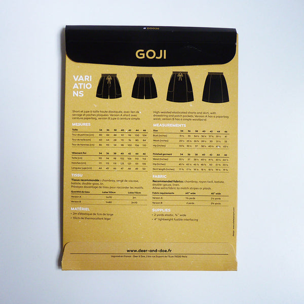Deer & Doe Patterns : Goji Shorts and Skirt