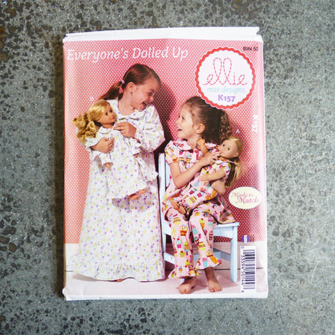 Ellie Mae Designs : Everyone's Dolled Up Pajamas doll child girl pajama sewing pattern