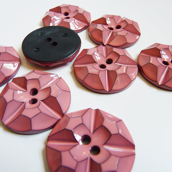 Faceted Plastic Button - Pink