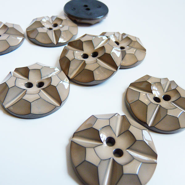 Faceted Plastic Button - Taupe