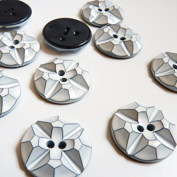 Faceted Plastic Button - White
