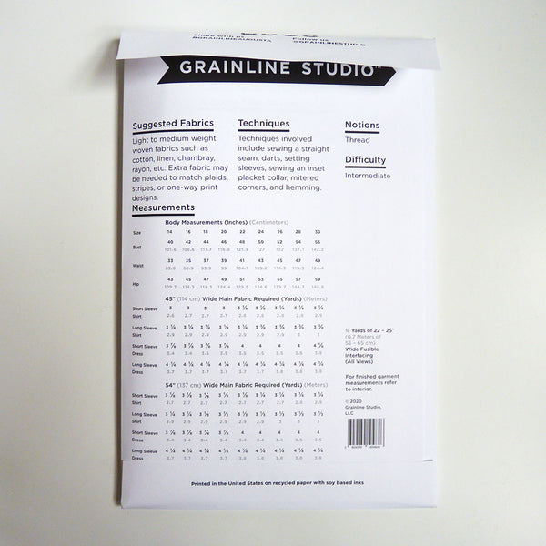 Grainline Studio : Augusta Shirt & Dress Extended Sizes