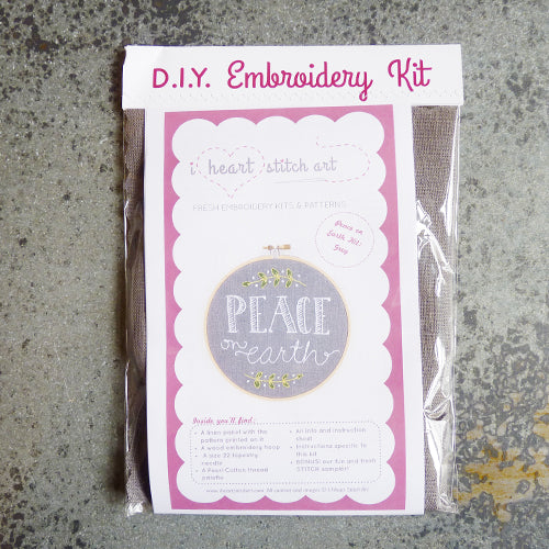 i heart stitch art embroidery kit peace on earth