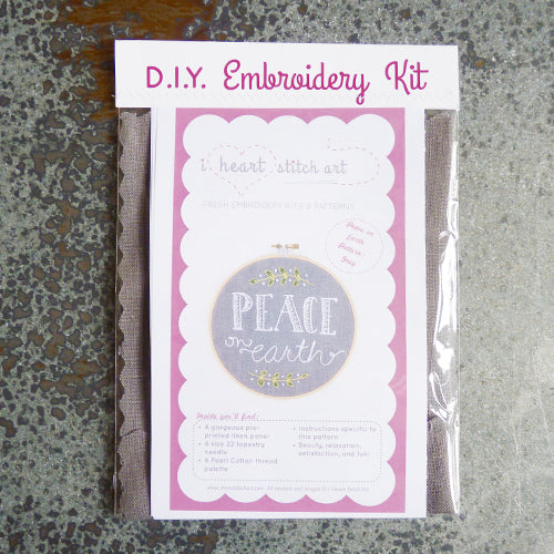 i heart stitch art peace on earth embroidery kit