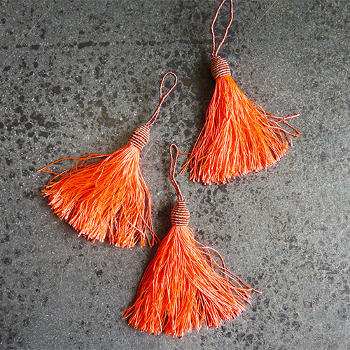 hot coral corded tassel