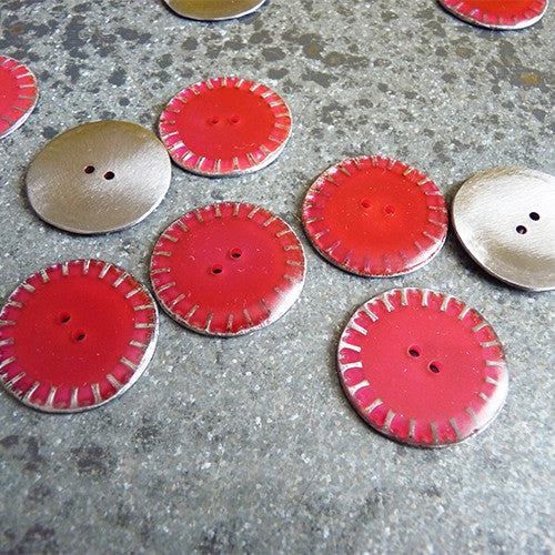 recycled metal bottle cap crown button pink 2 hole