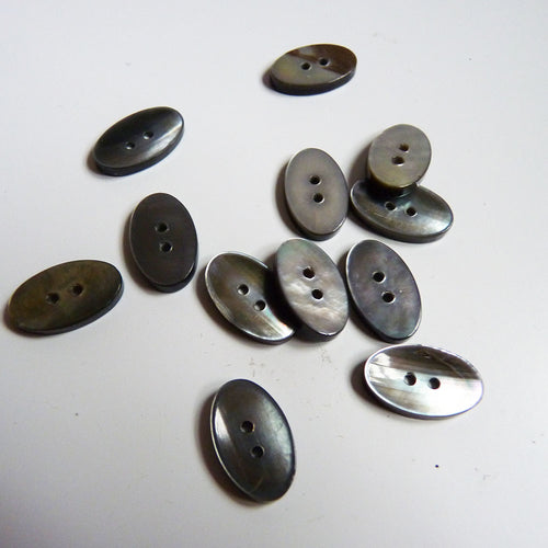 Mother of Pearl Oval Button - Gray