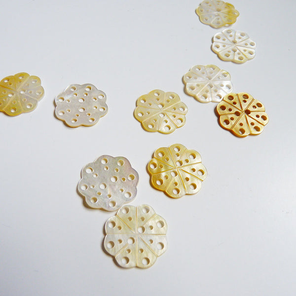 Lasercut Flower Shell Button - Mother of Pearl