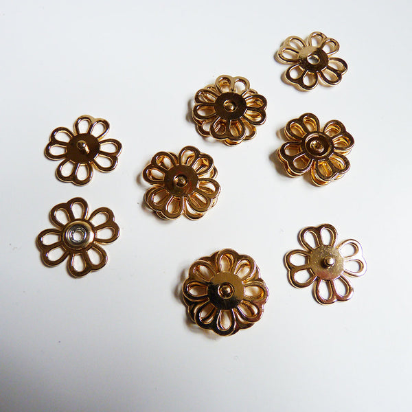 Sew-In Metal Flower Snaps - Gold