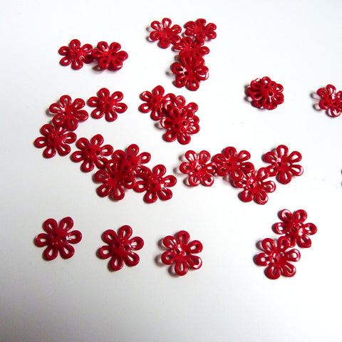 Nylon Blossom Button - Red