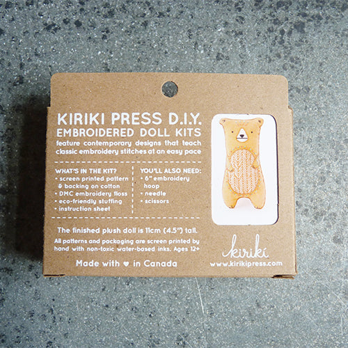 kiriki press embroider stuffed bear doll kit