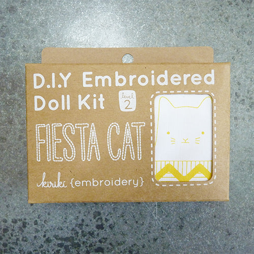 kiriki press embroider stuffed fiesta cat doll kit