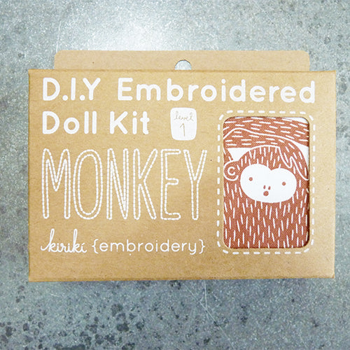 kiriki press embroider stuffed monkey doll kit