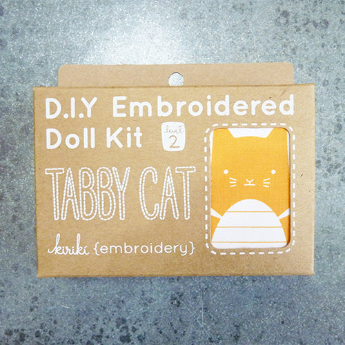 kiriki press embroider stuffed tabby cat doll kit