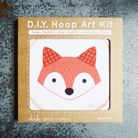 kiriki press embroidery hoop art kit fox
