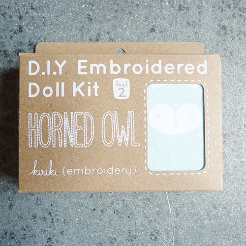 kiriki press embroider stuffed horned owl doll kit