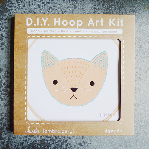 kiriki press embroidery hoop art kit kitten cat