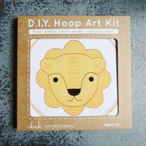 kiriki press embroidery hoop art kit lion