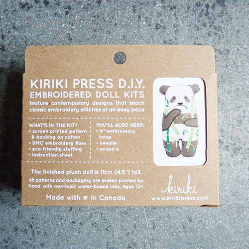kiriki press embroider stuffed panda doll kit