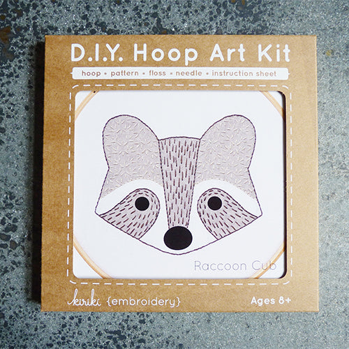 kiriki press embroidery hoop art kit raccoon