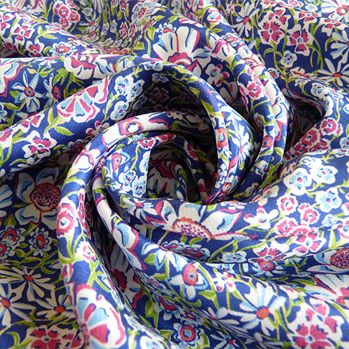 liberty of london kensington silk crepe de chine white garden purple floral