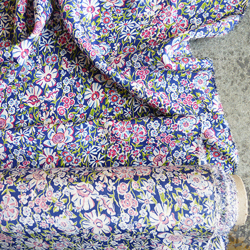 liberty of london kensington silk crepe de chine white garden purple floral