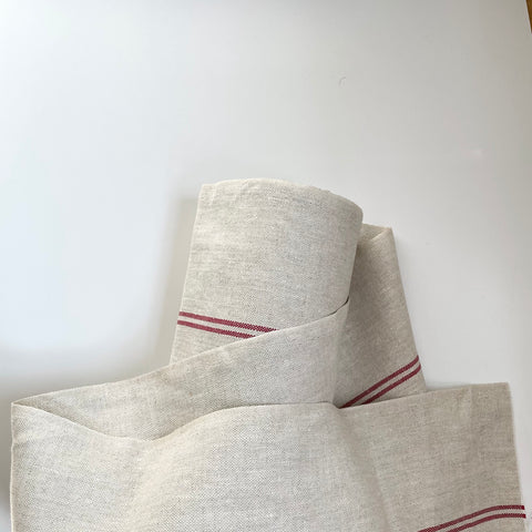 Linnet Linen Towel Cloth - Red Stripes on Oyster